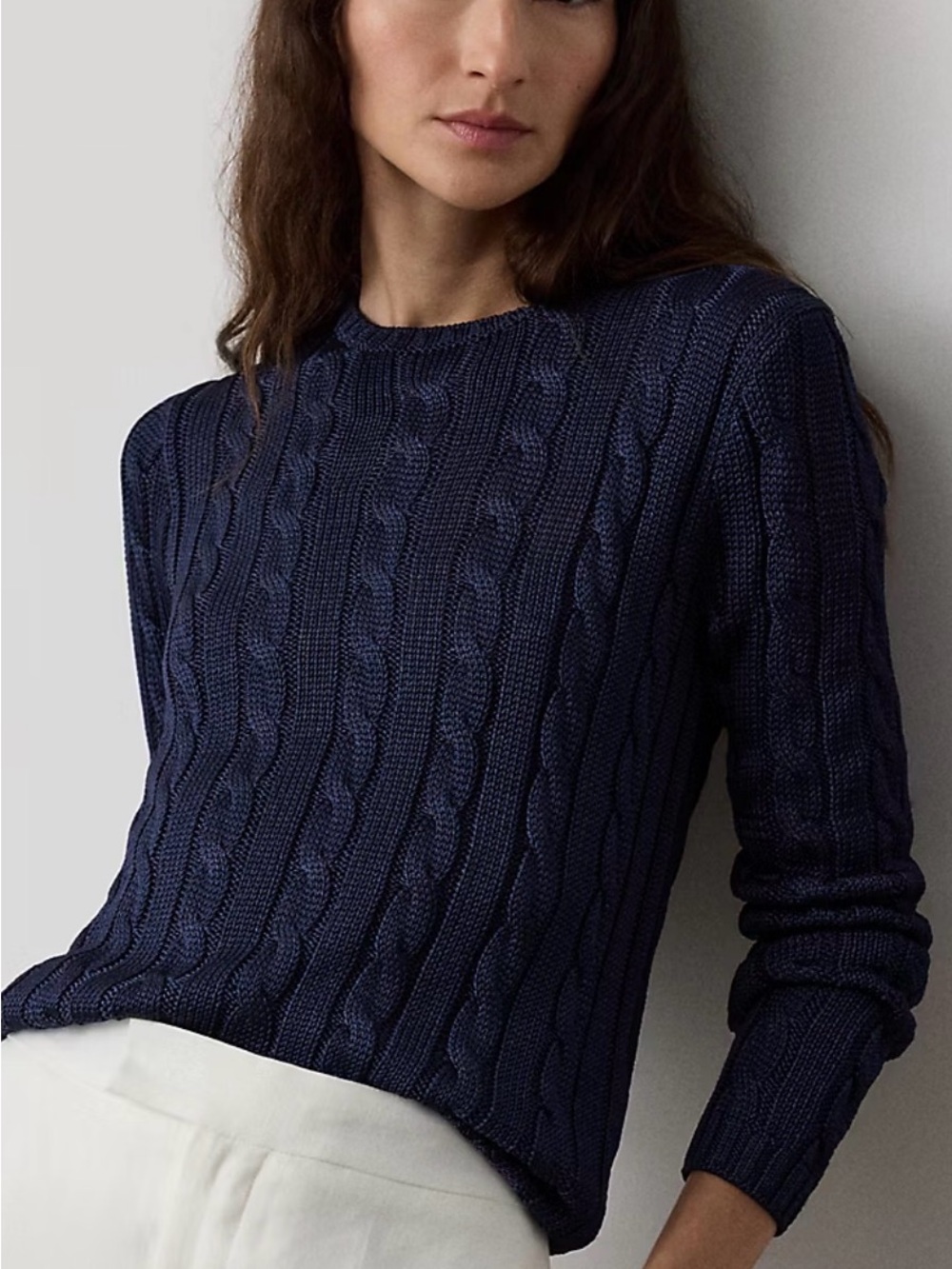 Polo Ralph Lauren Cable Knit Crewneck Sweater - Navy - size small, NWT